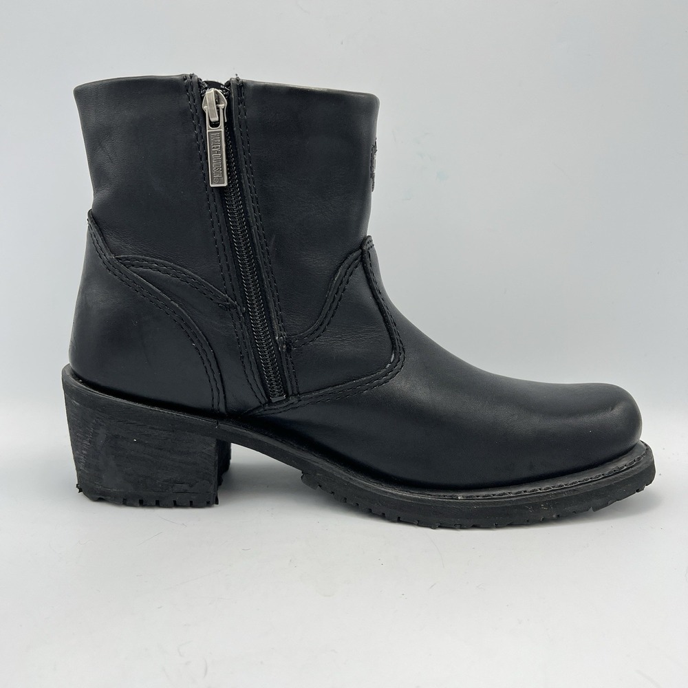 Harley Davidson Boots Womens 9 Black‎ Leather Double Buckle HD Motorcycle - Picture 5 of 10